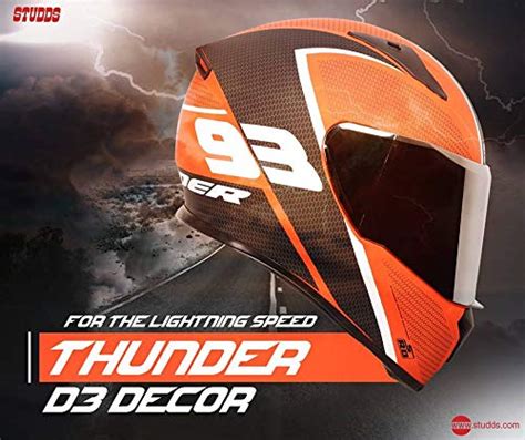 STUDDS HELMET Thunder with Night Vision Rainbow Visor (580 mm, Orange ...