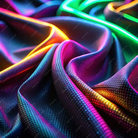 Neon colors on black fabric neon background texture | Premium AI ...
