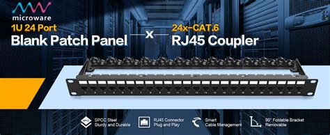 24 Port Patch Panel, Cat6 RJ45 19-Inch Network Cable Rack Mountable ...