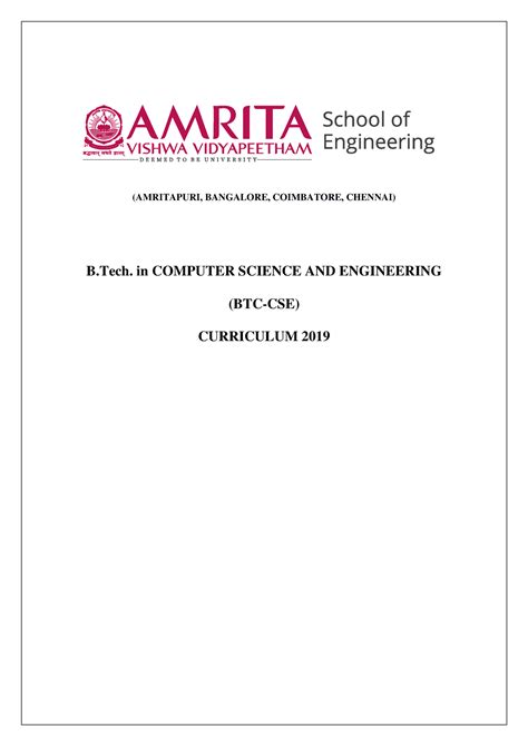 2019 amrita btech computer science engineering curriculum - (AMRITAPURI ...
