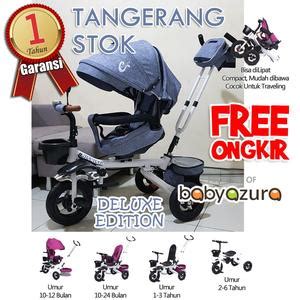 Jual sepeda roda tiga tricycle shincan kanopi deluxe lipat baring putar ...