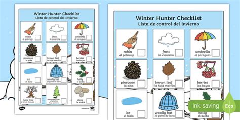 Winter Hunt Checklist - English / Spanish - Winter Hunt Checklist