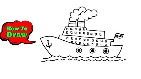 How To Draw A Ship | Ship Drawing Easy Step By Step - YouTube