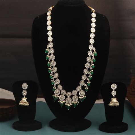Sukkhi Green Gold Plated Kundan & Pearl Choker Necklace Set For Women ...