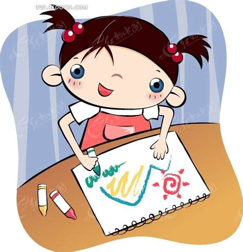 画画的女孩卡通美术培训绘画卡通人物艺术教育png素材免费下载 - 觅知网