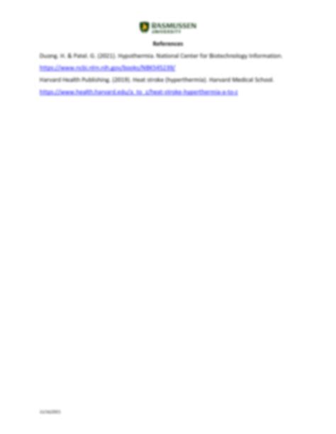 SOLUTION: Hypothermia Vs Hyperthermia - Studypool