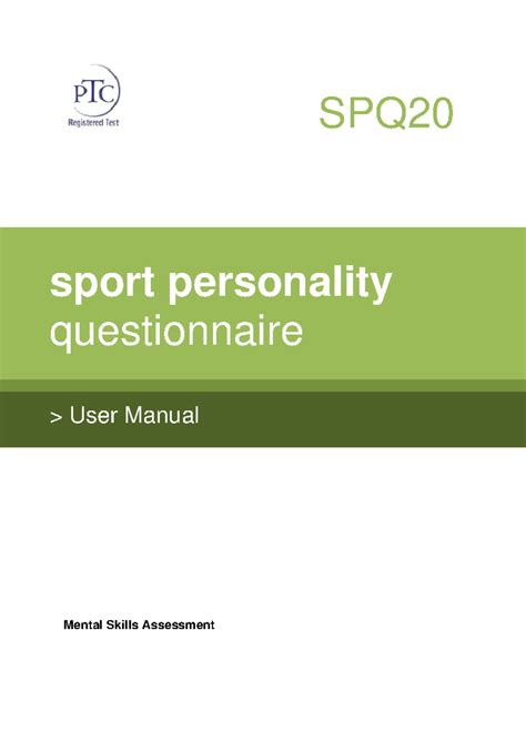 SPQ Sport Personality Questionnaire User Manual - SPQ sport personality ...