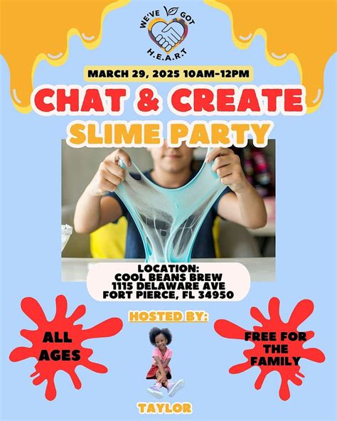 Chat and Create Slime Party, Cool Beans Brew II, Fort Pierce, 29 March ...