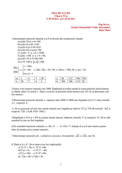 AcademiaABC – Fișă de lucru Matematică Clasa a VI-a