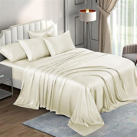 Amazon.com: 6 Piece Mulberry Silk Sheet Set Queen Size (60x80)+ Upto 16 ...