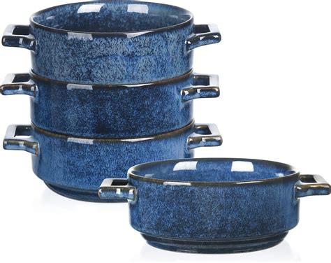 Amazon.com | Lallisa 5 Pcs 32 oz Ceramic Soup Bowls with Double Handle ...