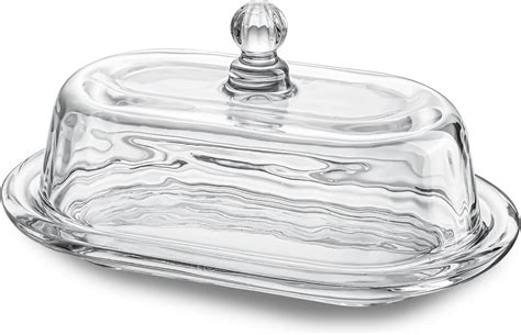 Amazon.com | 7 inch Glass Butter Dish with Lid, Clear Covered Butter ...