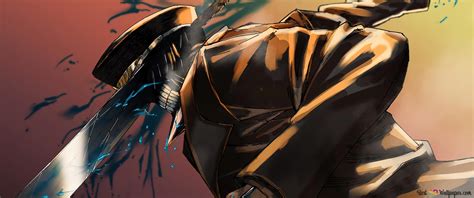 Katana man Hybrid form from Chainsaw man 4K wallpaper download