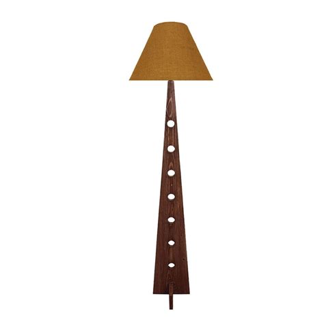 Buy Bevel Yellow Printed Fabric Lampshade Floor Lamp With Brown Base ...