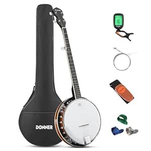 Donner Guitars 5-String Banjo 24 Bracket with Bag, Tuner, Picks ...