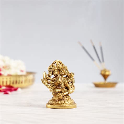 Buy Superfine Brass Panchmukhi Hanuman Idol 3 inch - Budhshiv.com