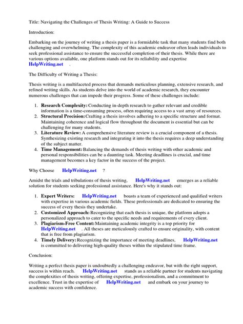 How to Write a Perfect Thesis Paper | PDF | Thesis | Methodology