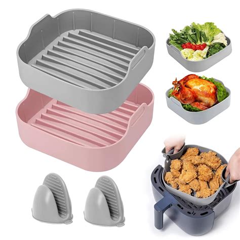 Buy Air Fryer Silicone Liners 2 Pcs, 8.1 inch Square Air Fryer ...