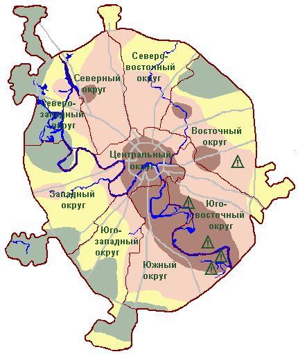 Экологическая карта Москвы и области.