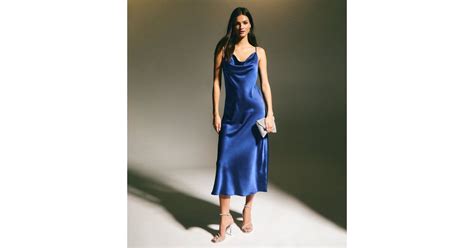 Blue Cowl Neck Satin Midi Dress | New Look