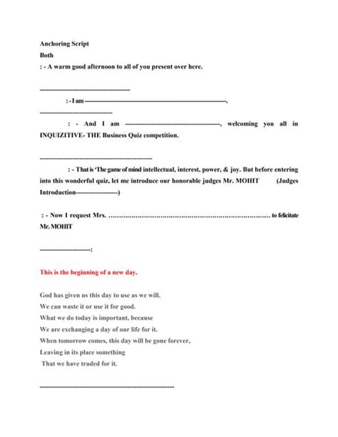 Image result for Anchoring Script Examples