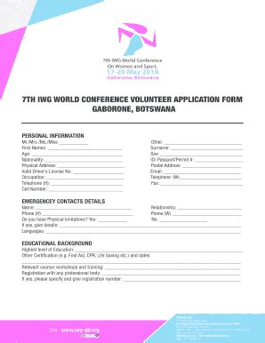Fillable Online volunteers form - IWG Fax Email Print - pdfFiller