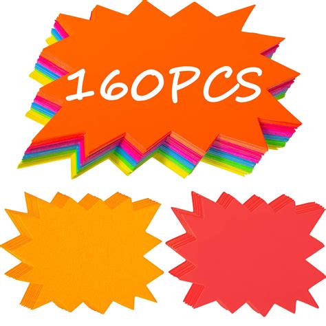 160 Pieces Burst Signs Fluorescent Neon Signs Burst Paper Signs Blank ...