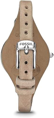 Fossil Leather Georgia Analog Peach Dial Beige Strap Women's Watch ...
