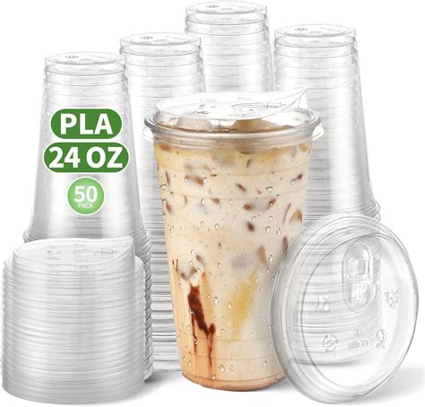 Amazon.com: CCWOFF 16 OZ PLA Compostable Clear Plastic Disposable Iced ...