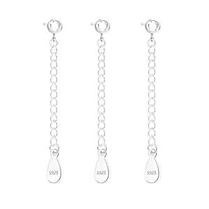 3 Pack Sterling Silver Chain Extenders for Necklace Bracelet Anklet-2 3 ...