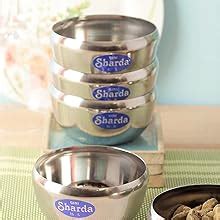 Buy Sharda Metals Stainless Steel Set of 6 Katori, Polished Rimmed ...