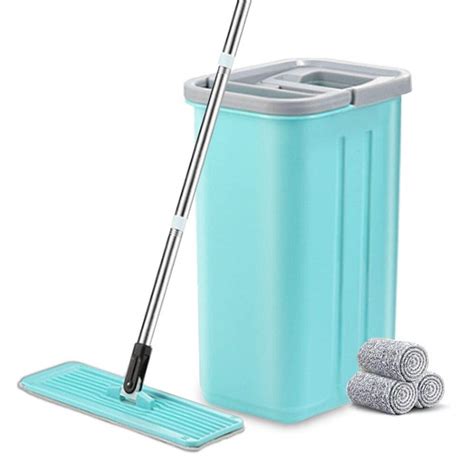 Squeeze Flat Mop Bucket System - Hand Free Dry Wet Self Wringing Floor ...