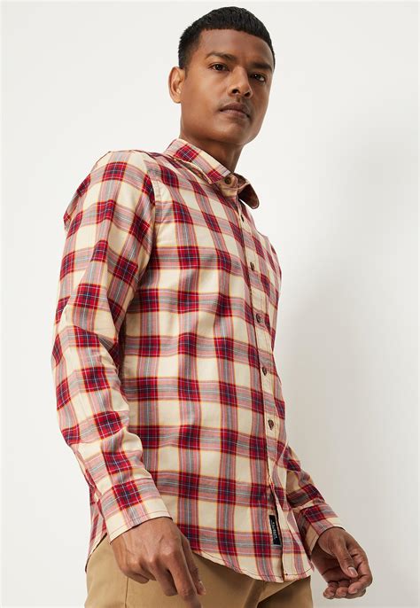 Buy Men Checked Full Sleeves Slim Fit Smart Casual Shirt Online at just ...