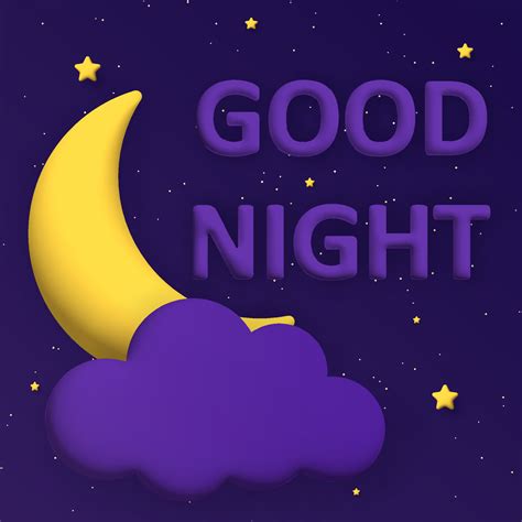 Cute good night background with 3d moon and stars. square composition ...