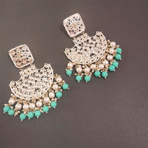 Buy Mint Chandbali Earrings - Kiara |Twinkklzz|