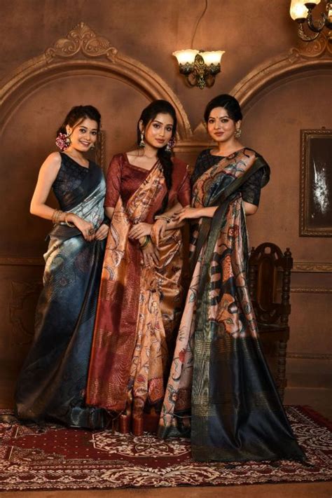 Sc Imani Elephant Kalamkari Print Tussar Silk Saree Collection