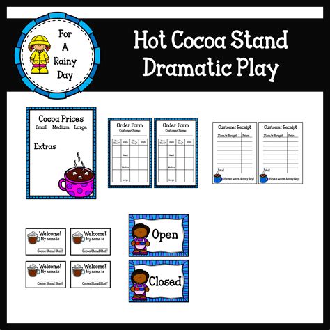 Hot Chocolate Dramatic Play Free Printables