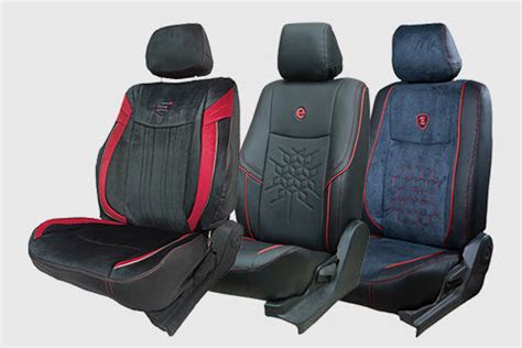 Buy Car Seat Cover Black Red Online - Fabric - Art Leather – Elegant ...