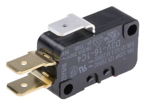 D3V-16-1C4 Omron | Omron Pin Plunger Micro Switch, Tab Terminal, 16 A ...