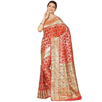 Banarasi Silk Works Presenting Peach Meena Jaal Mughal Motif Banarasi ...