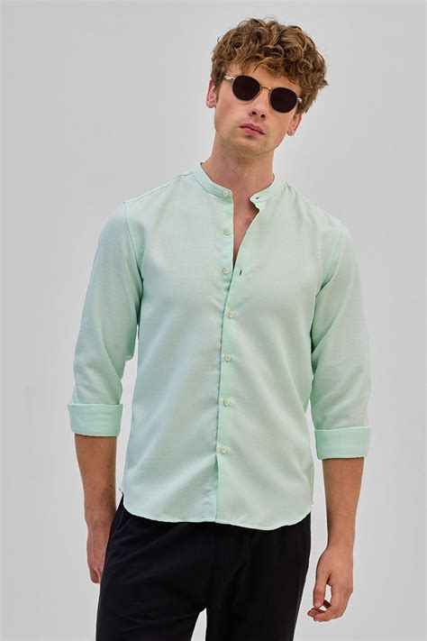 Buy Men's Mint Mandarin Slim Fit Shirts Online | Snitch – SNITCH