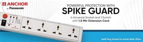 Anchor by Panasonic 4 way 6A International Socket with Single Switch ...
