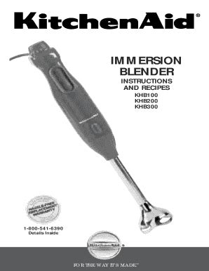 Fillable Online KitchenAid Immersion Blender - Models KHB100 KHB200 ...