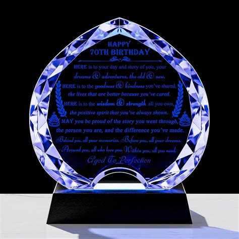 Amazon.com: 70th Birthday Gifts for Women Men with LED Light - Crystal ...