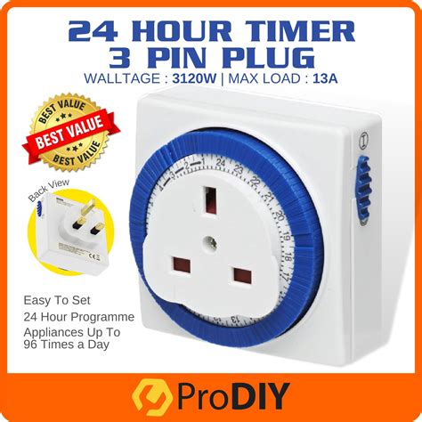 13A 220V 24 Hour 3 Pin Plug In Timer Plug Switch Socket | Lazada