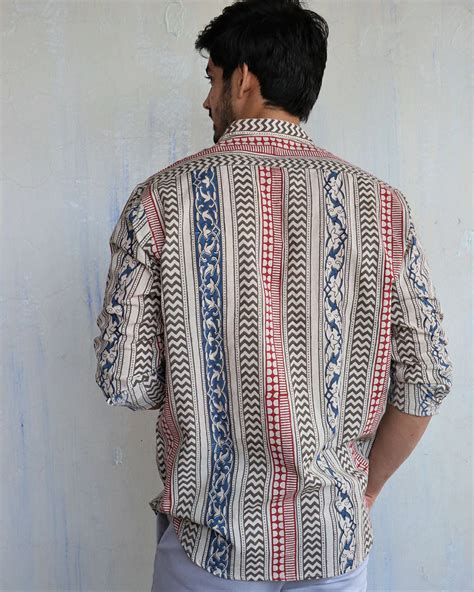 IVORY BLOCK-PRINTED MEN'S SHIRT – Urban Jungly