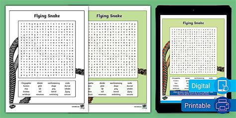 Eighth Grade Flying Snake Word Search Worksheet