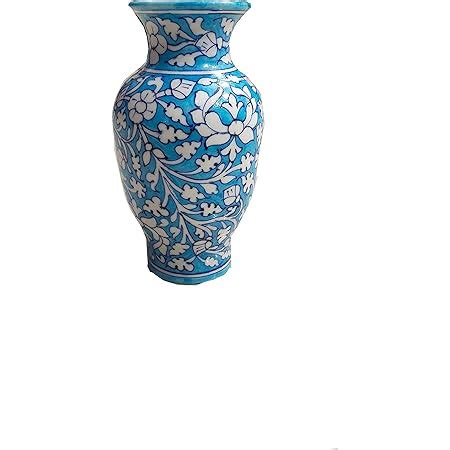 Buy Shiv Kripa Blue Pottery Ceramic Vase (8 Inch, Blue) Online at Low ...