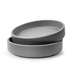 Koralkari Ceramic Stackable Bowls, Set of 2 – Pebble Grey, 750mL | Flat ...