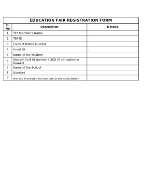 education fair registration Doc Template | pdfFiller
